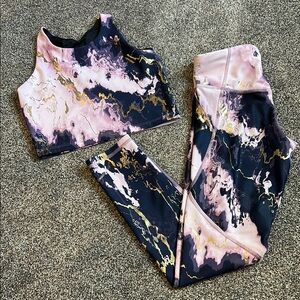 Old Navy Kids PowerSoft Activewear Set - Purple, Navy Blue, and Gold Marble